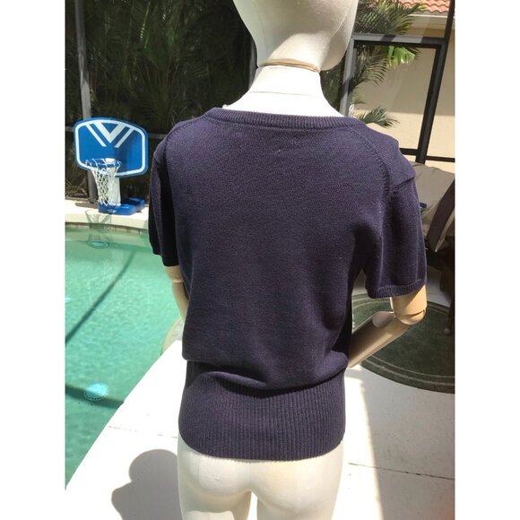 Tommy Hilifiger Navy Short Sleeve Light Weight Sweater Size L - Picture 5 of 8